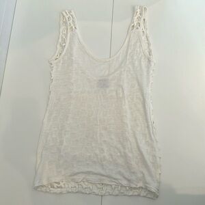 Sunday Saint Tropez White Open Back Tank Top Size Medium